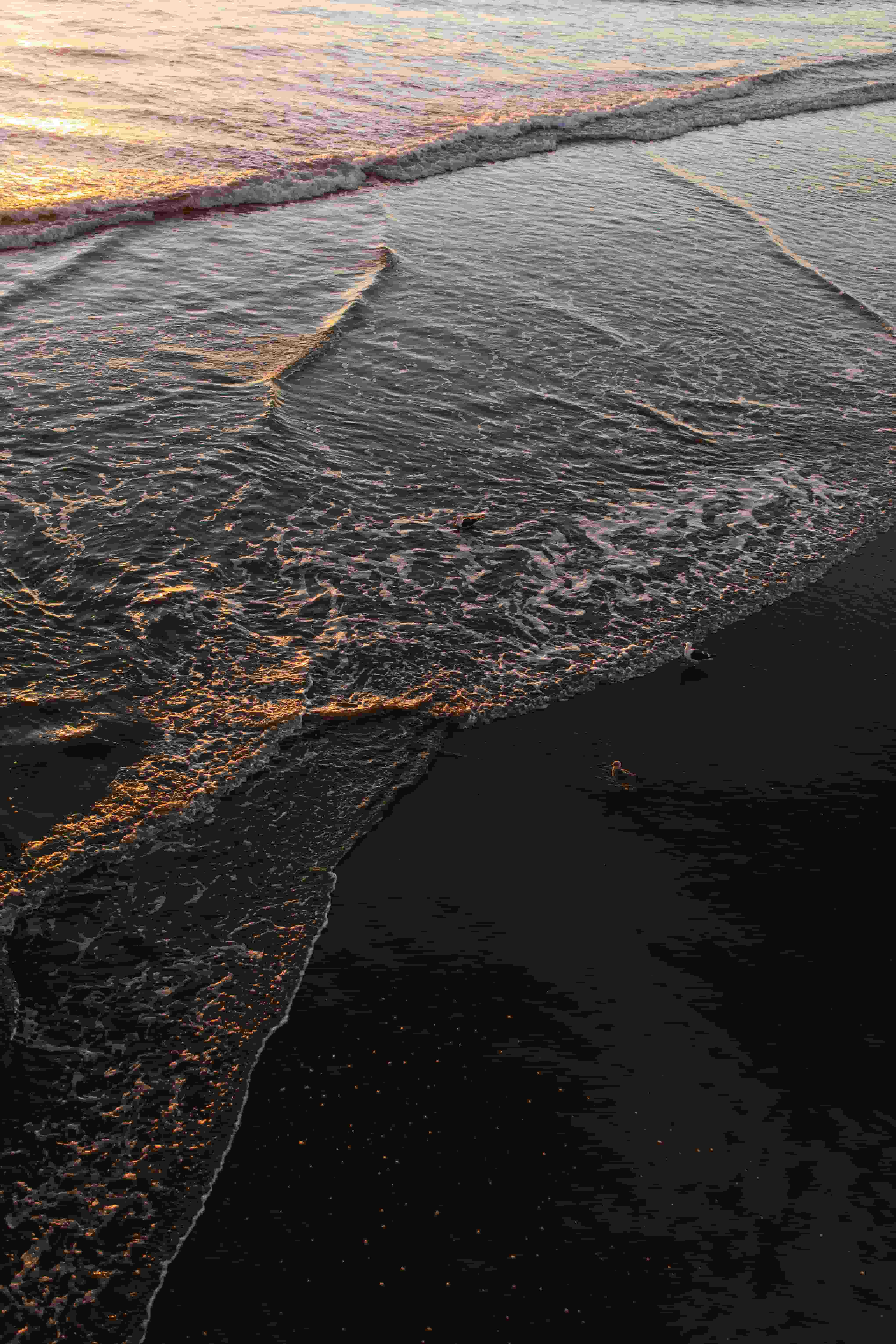 Aerial view of waves at golden hour