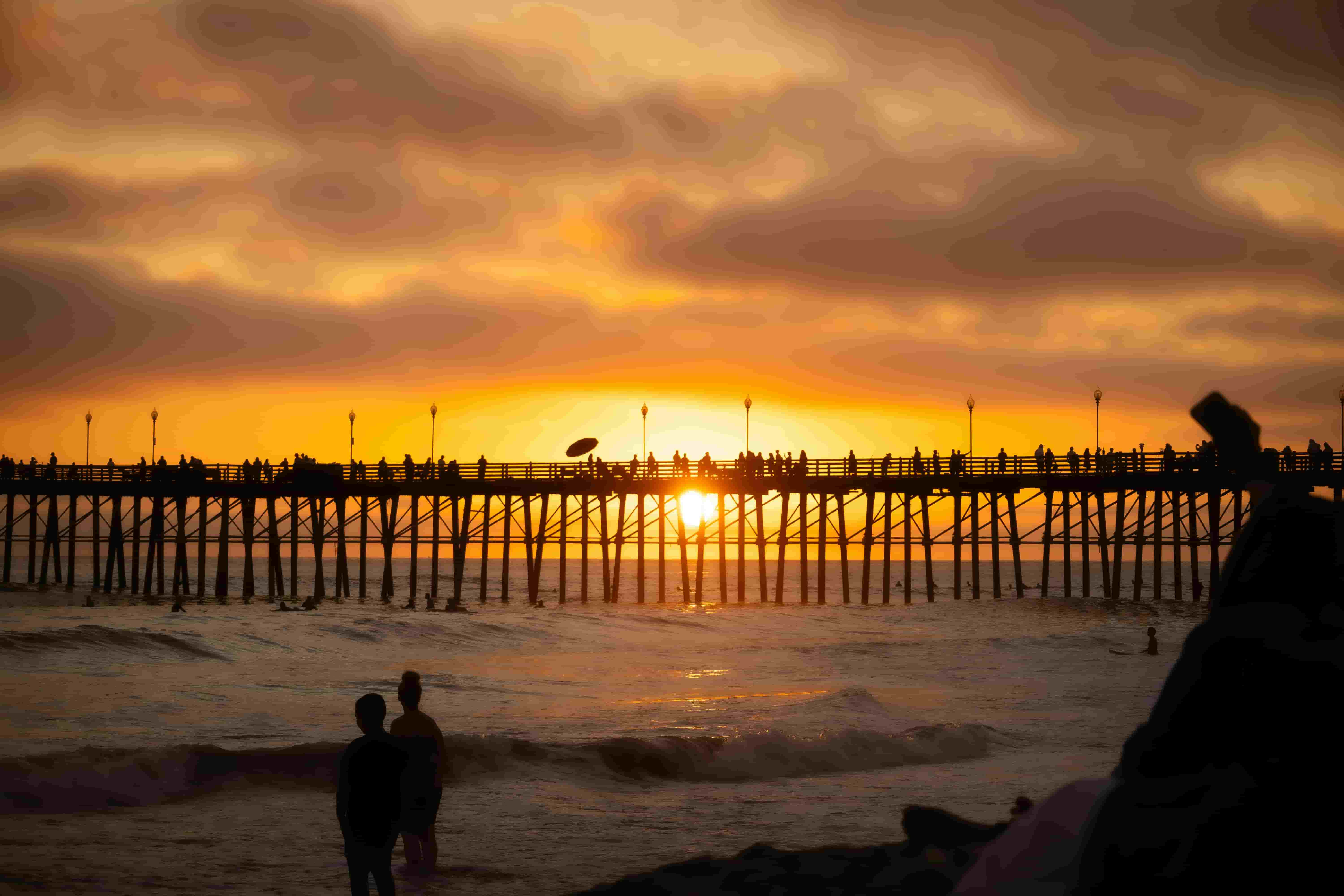 Oceanside pier at golden sunset